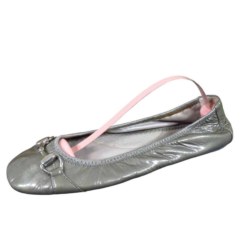 Me Too Legend2 Women Ballet Flat 6.5 Casual Pewter Gray Patent Leather Horsebit